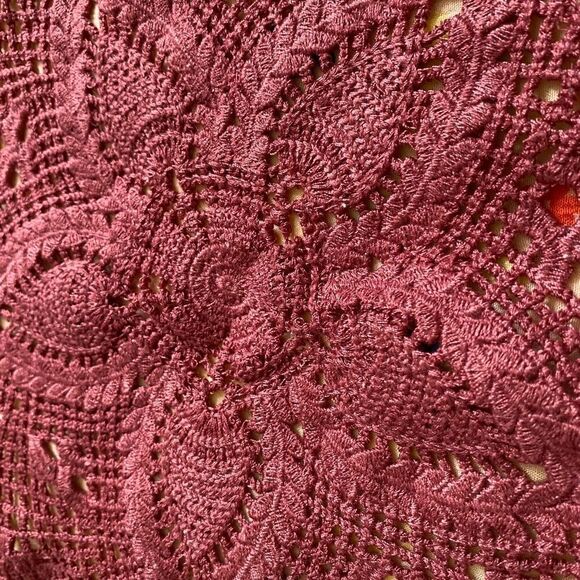 Free People Embroidered Pullover Poncho Top Boho Crochet Front Tied Sides Medium - Picture 8 of 9